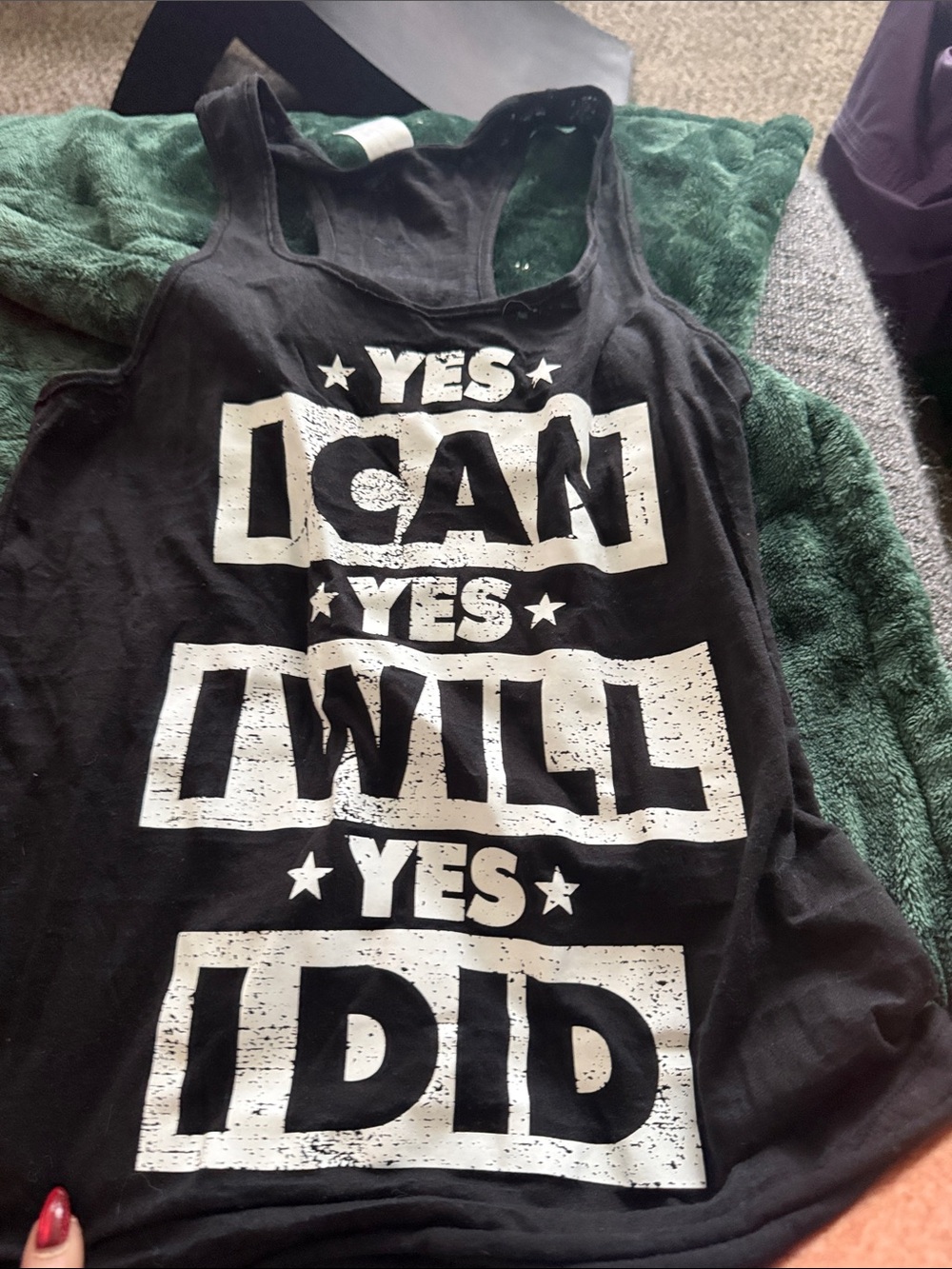 Zumba Fitness Black Tank Top with White Motivational Graphic